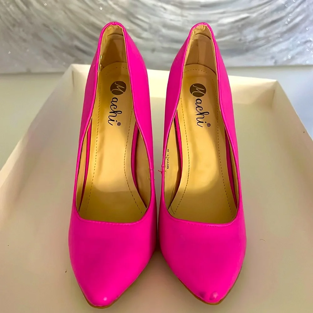 Neon Hot Machi pink heels! ππ size 8ππ Barbie Core! - Picture 2 of 13